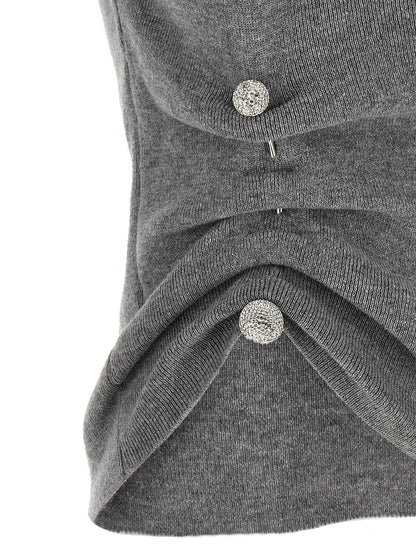 Sweater by Giuseppe Di Morabito for women in virgin wool & crystal gray showcases a discreet silhouette, finished with a discreet and for a discreet look.