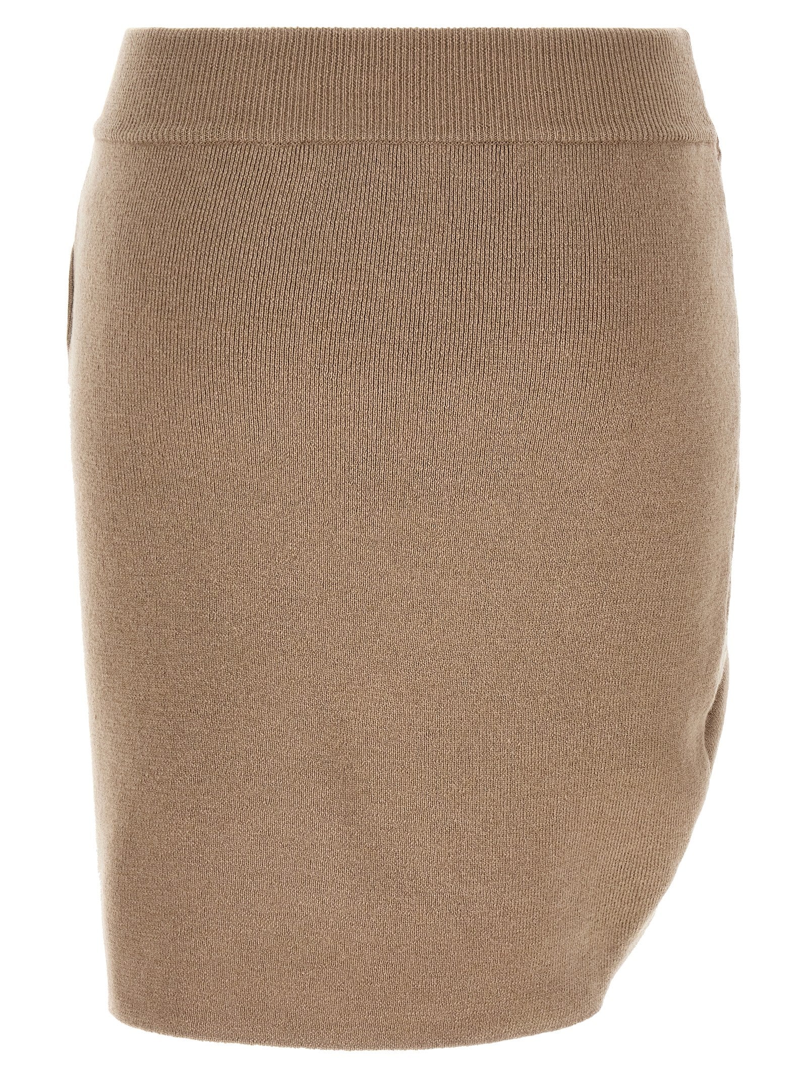 Skirt by Giuseppe Di Morabito for women in virgin wool & crystal beige features an tailored silhouette, artfully capturing the essence of Essence Women's Asymmetrical Virgin Wool & Crystal Skirt in a sophisticated long.