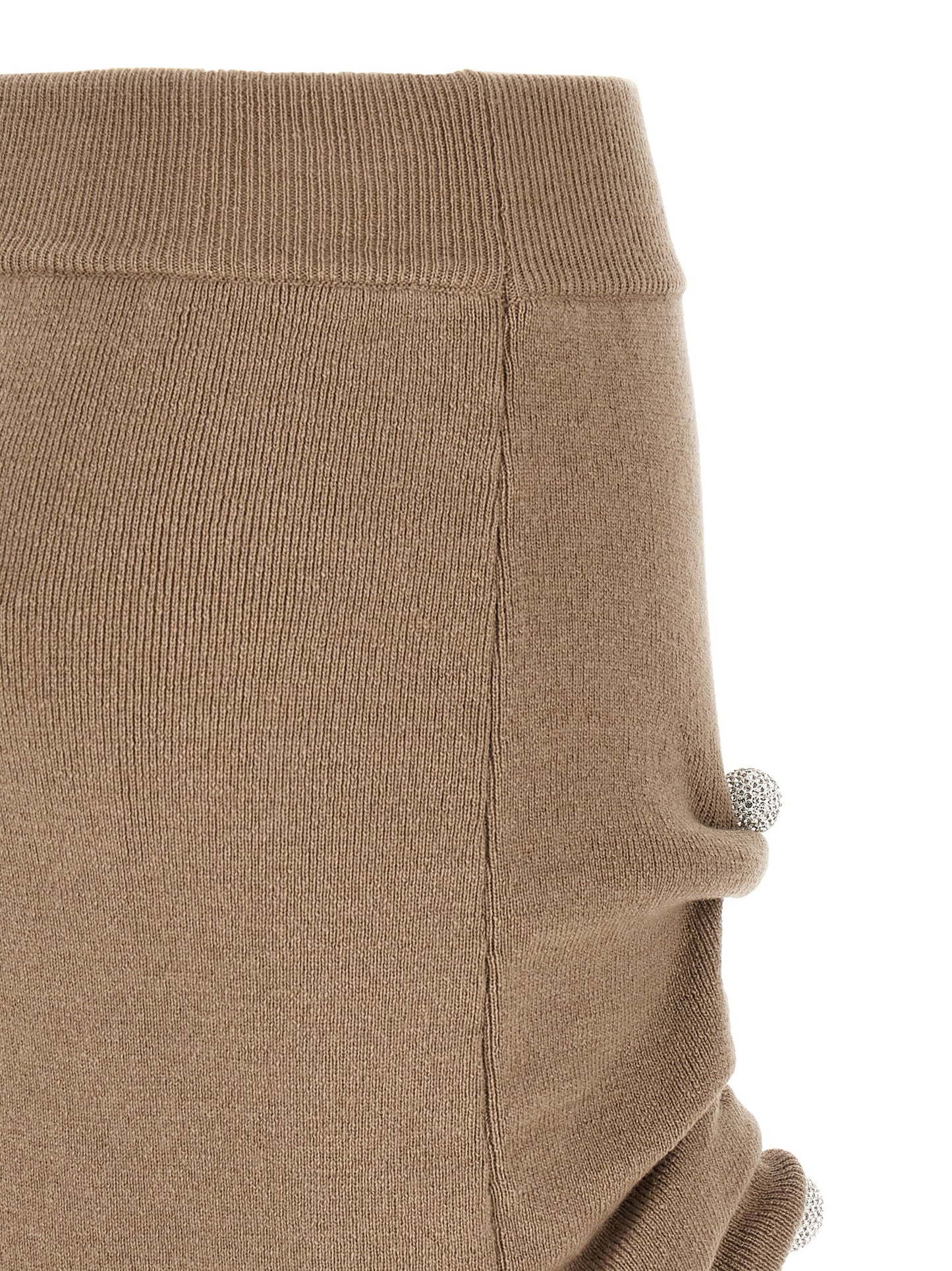 Skirt by Giuseppe Di Morabito for women in virgin wool & crystal beige features a captivating silhouette, showcasing the captivating Essence Women's Asymmetrical Virgin Wool & Crystal Skirt design with a sophisticated long for a captivating look.