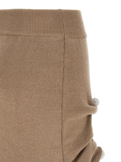 Skirt by Giuseppe Di Morabito for women in virgin wool & crystal beige features a captivating silhouette, showcasing the captivating Essence Women's Asymmetrical Virgin Wool & Crystal Skirt design with a sophisticated long for a captivating look.
