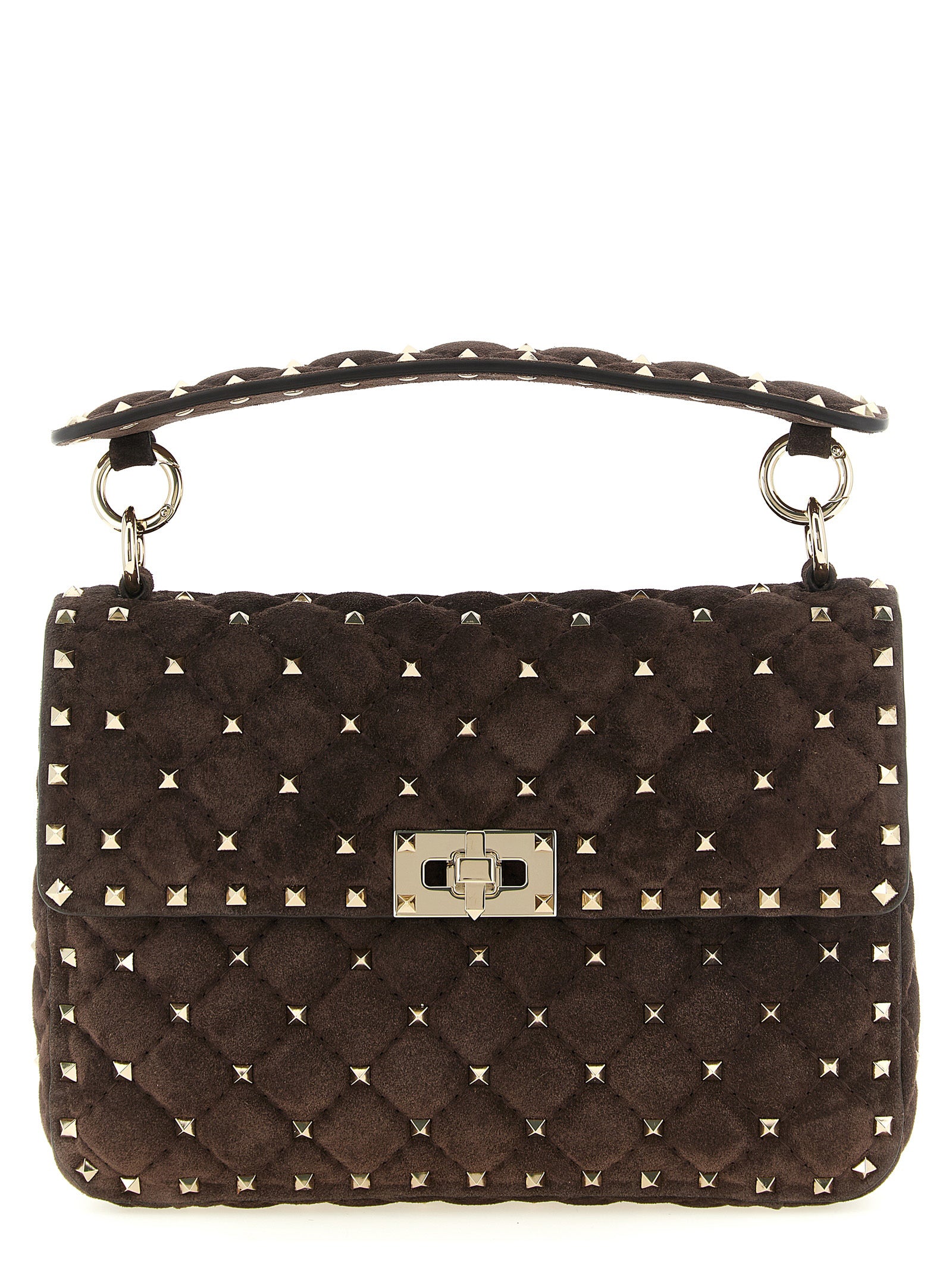 2-in-1 Shoulder & Crossbody Handbag by Valentino Garavani for women in suede calfskin leather brown features an versatile silhouette, showcasing a secure zipper and versatile with versatile crossbody-strap, shoulder-strap & handle for a versatile finish.
