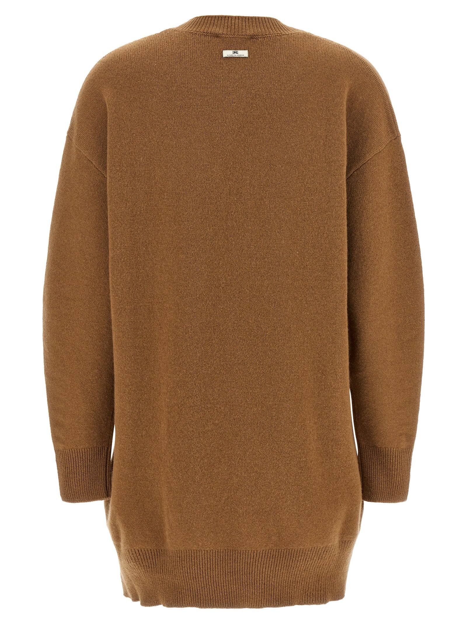Dress by Elisabetta Franchi for women in polyamide & cashmere brown, gold & monogram features an cute silhouette, detailed with a and that elegantly flows into a cute short.