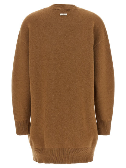Dress by Elisabetta Franchi for women in polyamide & cashmere brown, gold & monogram features an cute silhouette, detailed with a and that elegantly flows into a cute short.