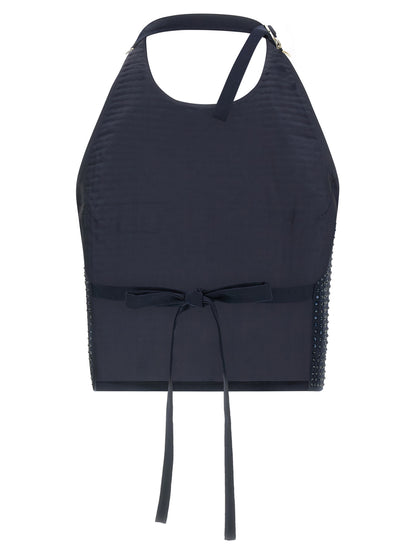 Tank Top by PINKO for women in polyester viscose & rhinestone dark-blue showcases a meticulous silhouette, artfully finished with a meticulous and for a sophisticated, meticulous look.