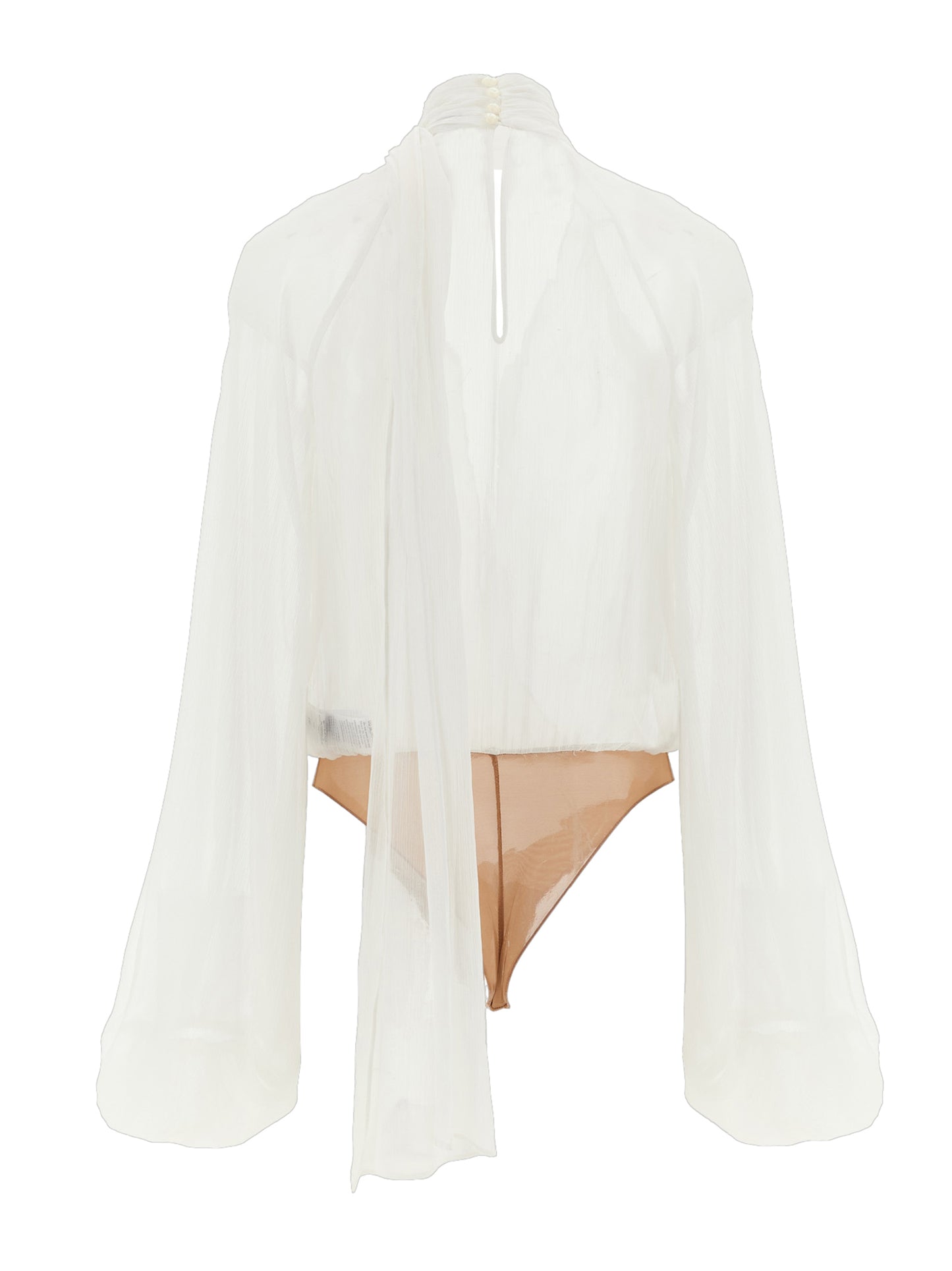 Bodysuit by Elisabetta Franchi for women in viscose gold, ivory & white features an amazing silhouette, showcasing a design and amazing v-neck neckline for a truly amazing fit.