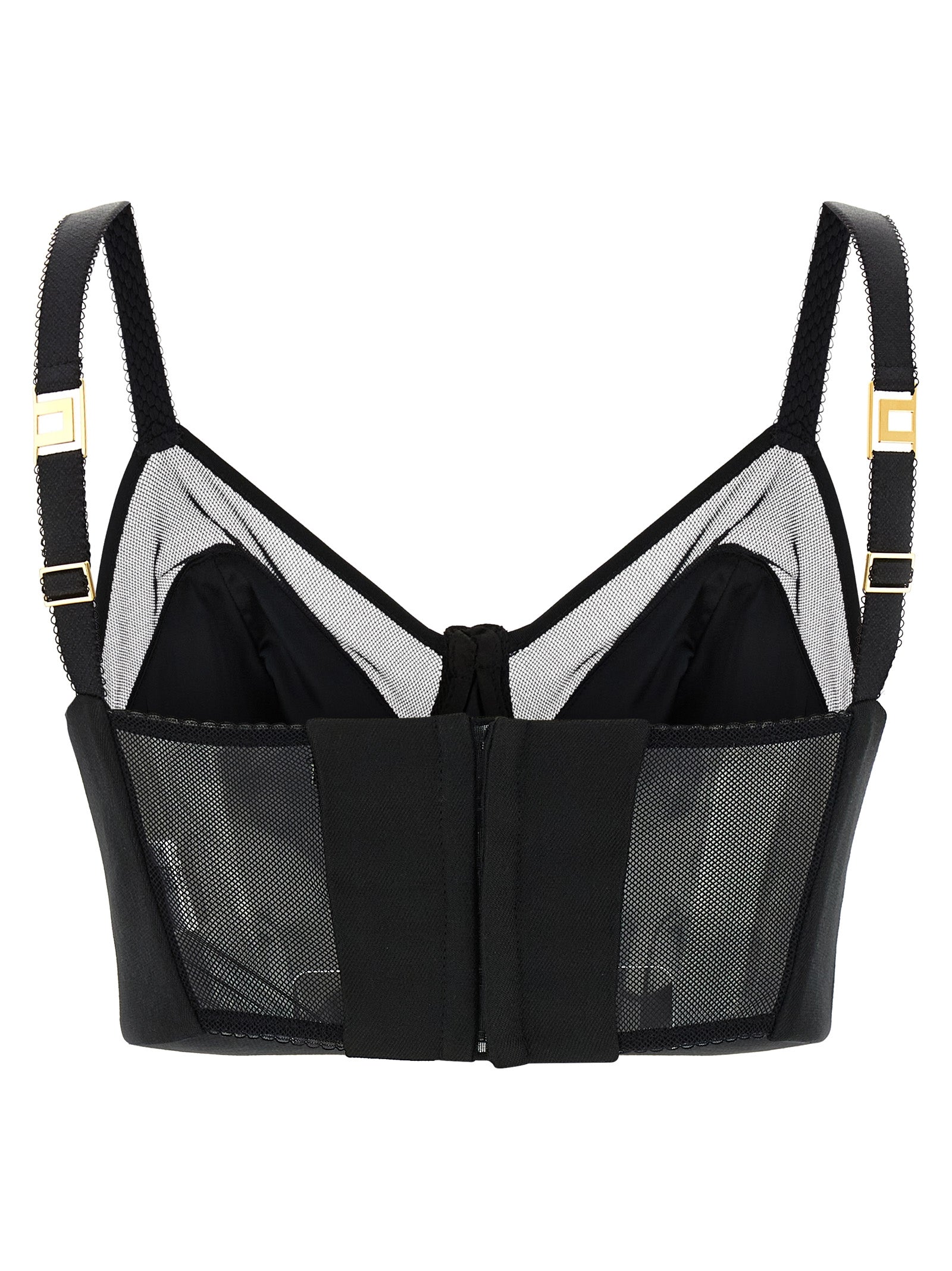 Tank Top by Elisabetta Franchi for women in polyamide viscose & virgin wool black, gold & transparent showcases a sublime silhouette, with and sweetheart neckline details for a sublime finish.