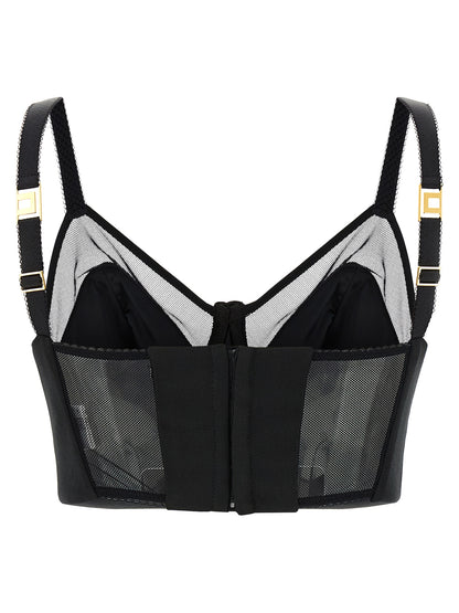 Tank Top by Elisabetta Franchi for women in polyamide viscose & virgin wool black, gold & transparent showcases a sublime silhouette, with and sweetheart neckline details for a sublime finish.
