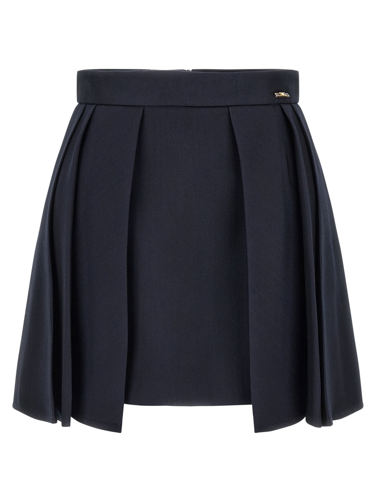 Skirt by Elisabetta Franchi for women in polyamide viscose & virgin wool blue & gold features an relaxed-yet-refined silhouette that elegantly showcases the Grace Women's High Rise Polyamide Viscose & Virgin Wool Skirt design and sophisticated mini long.