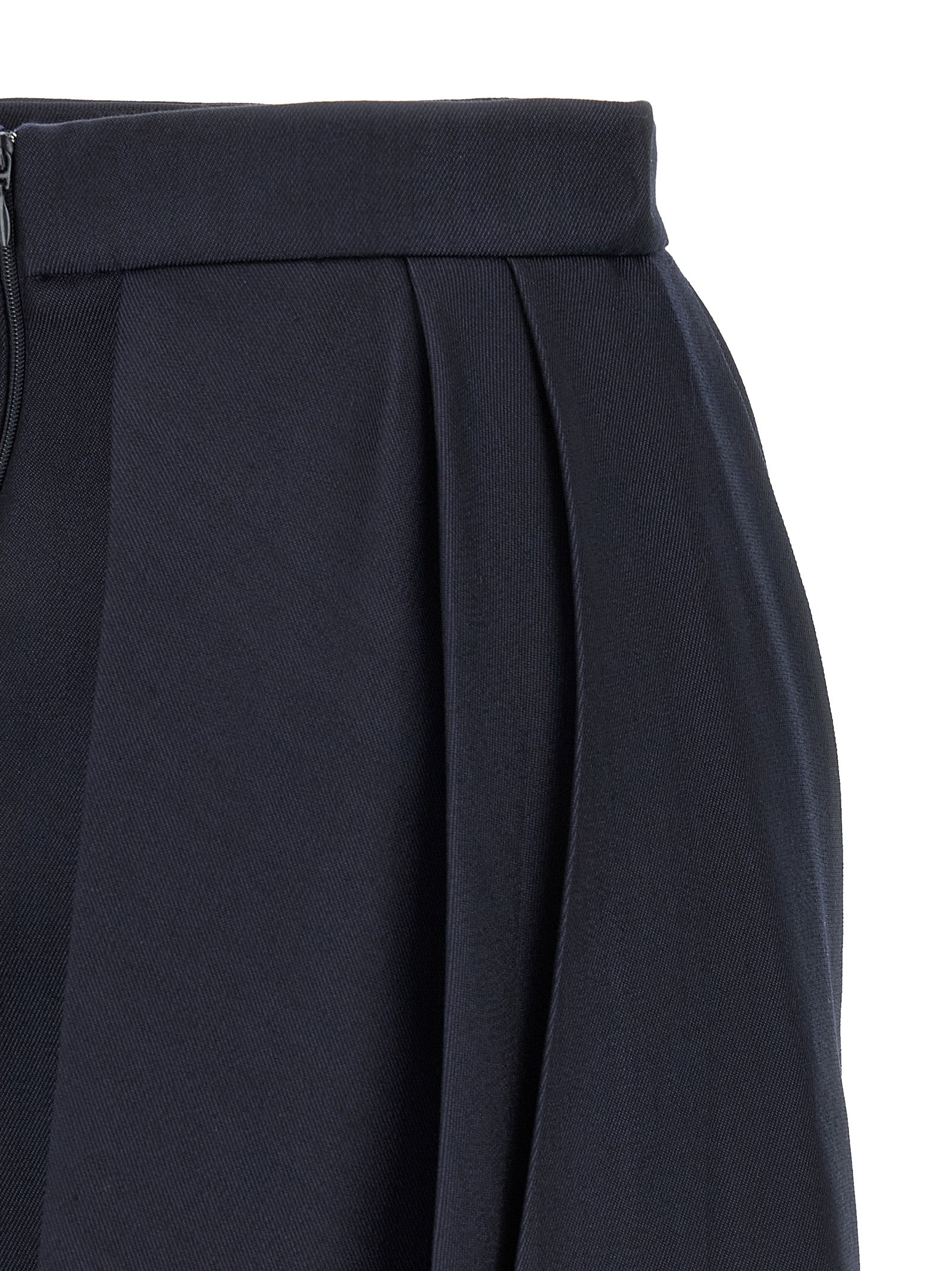 Skirt by Elisabetta Franchi for women in polyamide viscose & virgin wool blue & gold showcases a dramatic silhouette, artfully capturing the essence of the Grace Women's High Rise Polyamide Viscose & Virgin Wool Skirt in a dramatic mini long cut for a refined look.