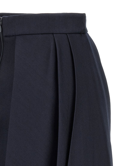 Skirt by Elisabetta Franchi for women in polyamide viscose & virgin wool blue & gold showcases a dramatic silhouette, artfully capturing the essence of the Grace Women's High Rise Polyamide Viscose & Virgin Wool Skirt in a dramatic mini long cut for a refined look.