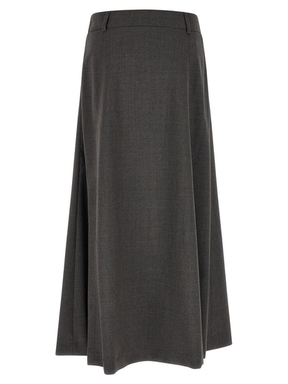 Skirt by Peserico for women in virgin wool gray showcases a dramatic silhouette, artfully capturing the essence of the 9 To 5 Women's A Line Flared Virgin Wool Skirt in a dramatic midi cut for a refined look.