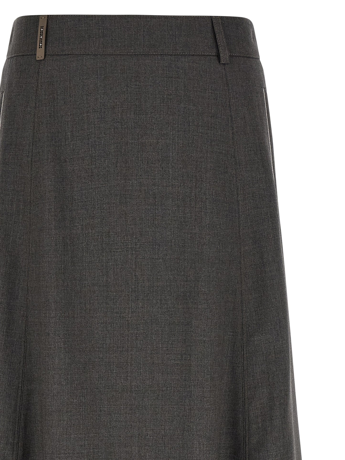Skirt by Peserico for women in virgin wool gray features a captivating silhouette, showcasing the captivating 9 To 5 Women's A Line Flared Virgin Wool Skirt design with a sophisticated midi for a captivating look.
