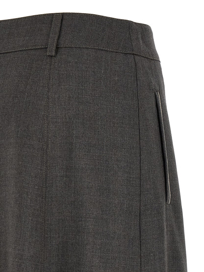 Skirt by Peserico for women in virgin wool gray features a sublime silhouette, showcasing the sublime design of the 9 To 5 Women's A Line Flared Virgin Wool Skirt in a sophisticated midi.