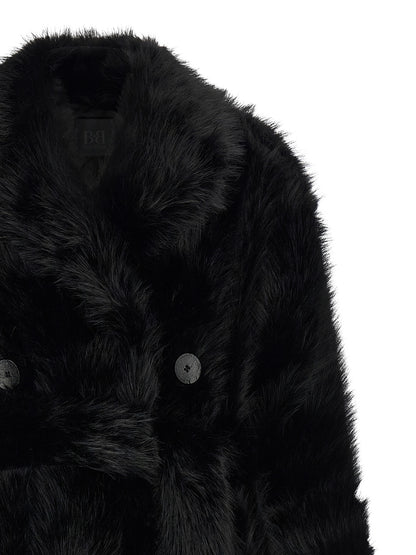 Trench Coat by B&B COUTURE for women in polyester fur black showcases a contemporary silhouette, detailed with a contemporary and distinctive for a truly contemporary finish.