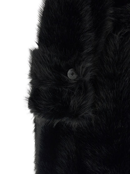 Trench Coat by B&B COUTURE for women in polyester fur and black presents a exquisite silhouette, showcasing a exquisite and functional for an elevated aesthetic.