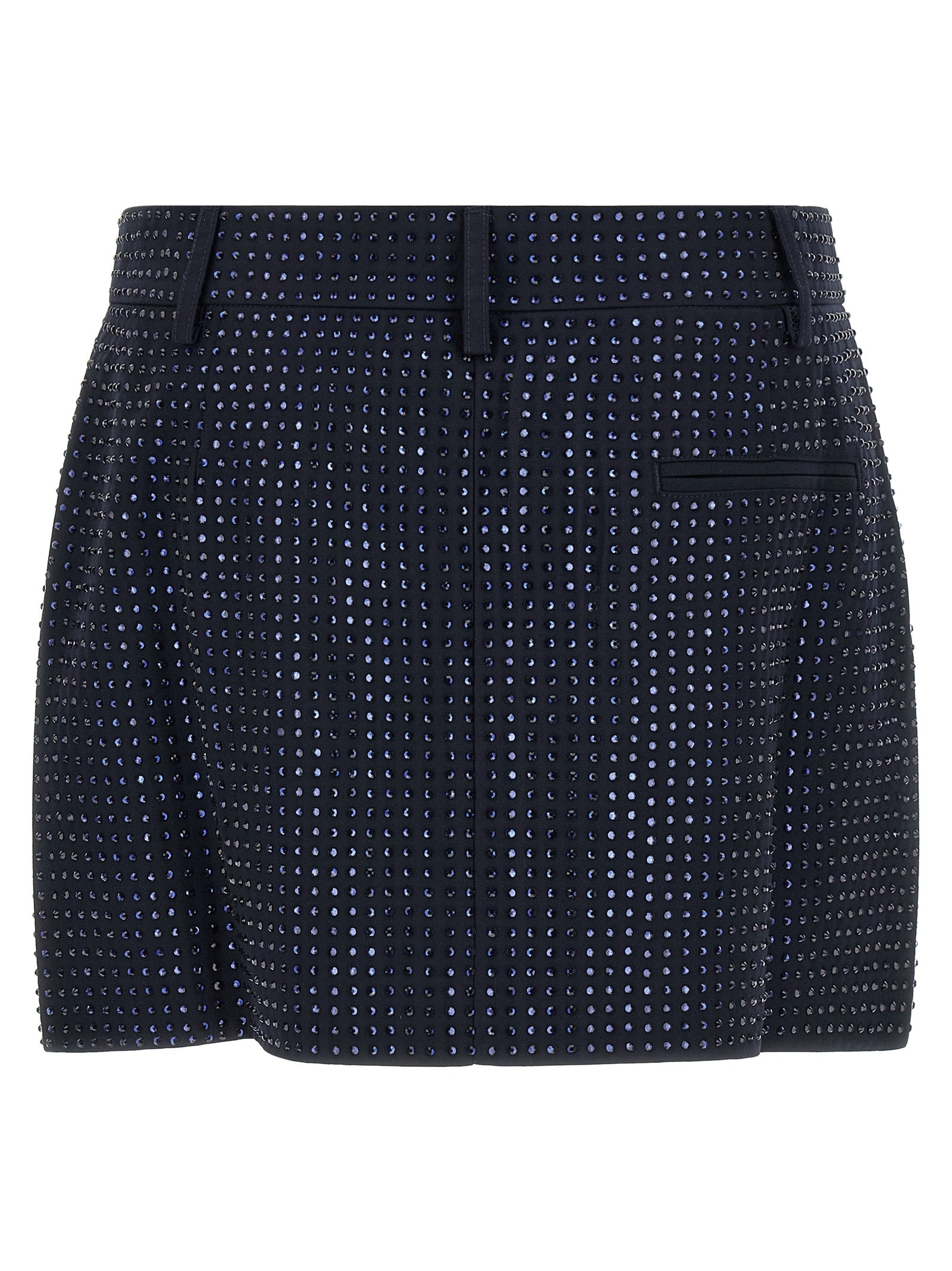 Skirt by PINKO for women in polyester viscose & rhinestone blue features a sublime silhouette, showcasing the sublime design of the Women's Tailored Asymmetrical Polyester Viscose & Rhinestone Skirt in a sophisticated long.