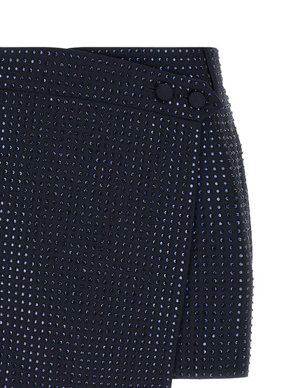 Skirt by PINKO for women in polyester viscose & rhinestone blue features a contoured silhouette from the Women's Tailored Asymmetrical Polyester Viscose & Rhinestone Skirt collection, characterized by its contoured long for a contoured finish.