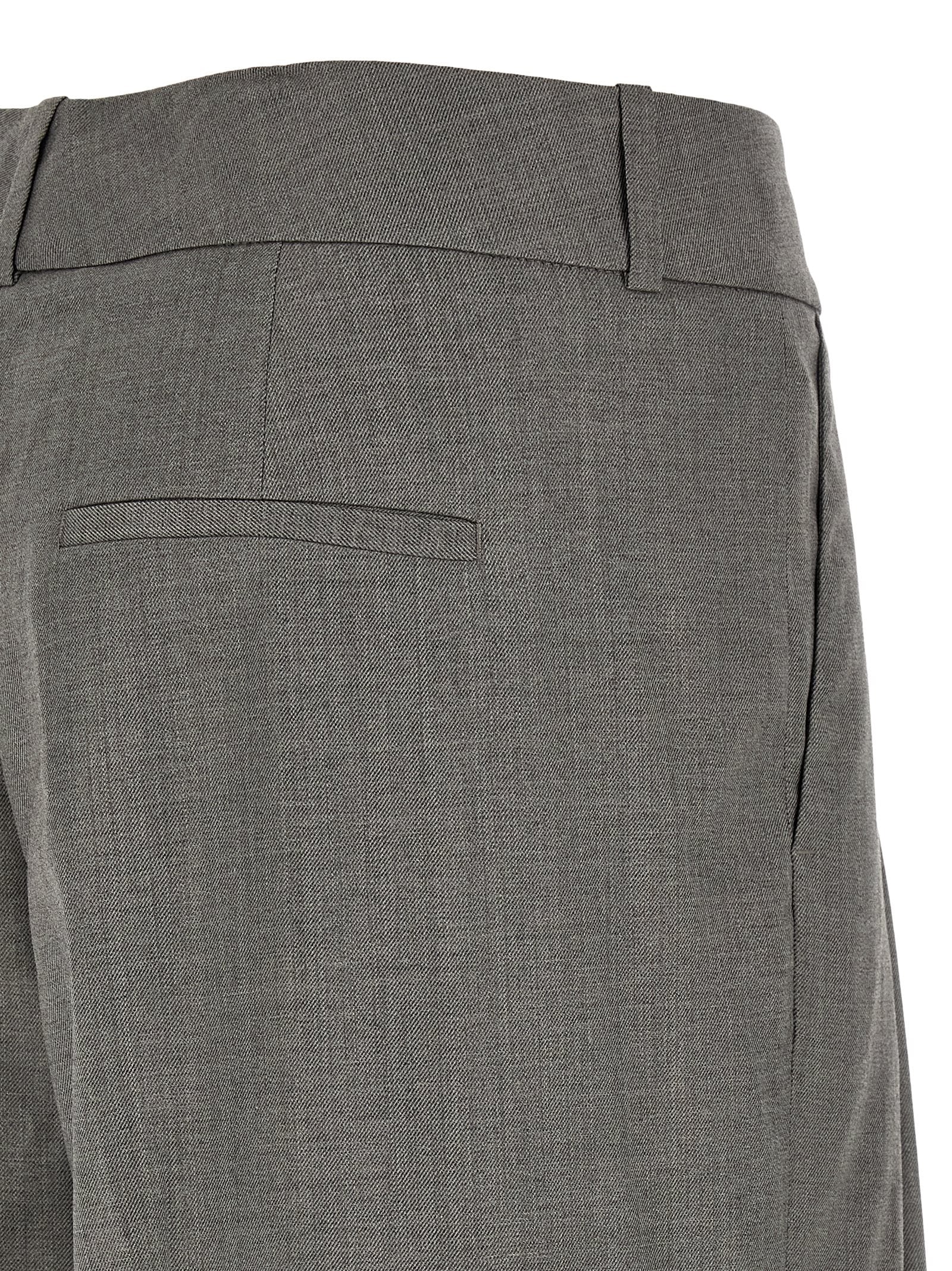 Trousers by Peserico for women in virgin wool & viscose gray features a sculptural silhouette, showcasing a sculptural relaxed-fit & wide and long with a sophisticated for a sculptural finish.