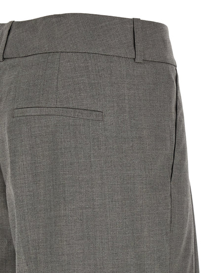 Trousers by Peserico for women in virgin wool & viscose gray features a sculptural silhouette, showcasing a sculptural relaxed-fit & wide and long with a sophisticated for a sculptural finish.
