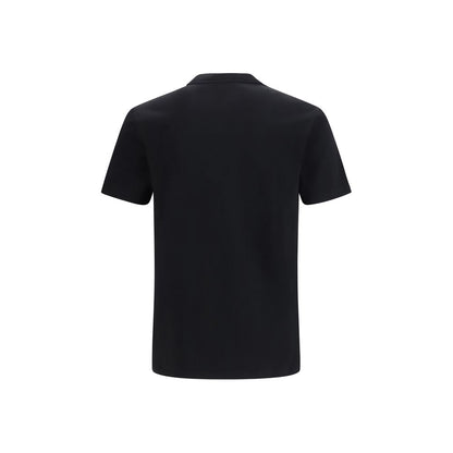 T-Shirt by Versace for men in stretch cotton black showcases a dramatic silhouette, elegantly detailed with a dramatic crew neckline and for a truly dramatic finish.