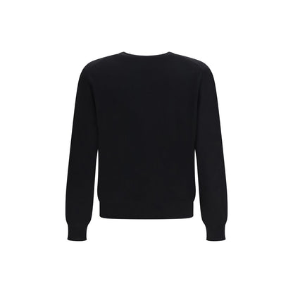 Sweater by Versace for men in cashmere & capra leather black showcases a downtown chic silhouette, artfully finished with a downtown chic crew neckline and for a sophisticated, high-end look.