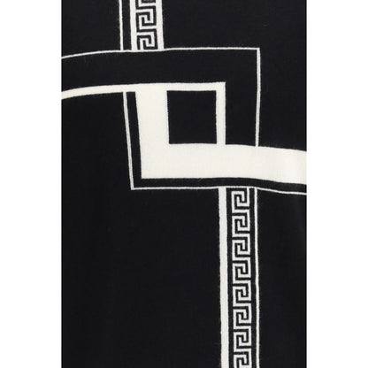 Sweater by Versace for men in cashmere & capra leather black features an tactile silhouette, showcasing a sophisticated and tactile for a refined finish.
