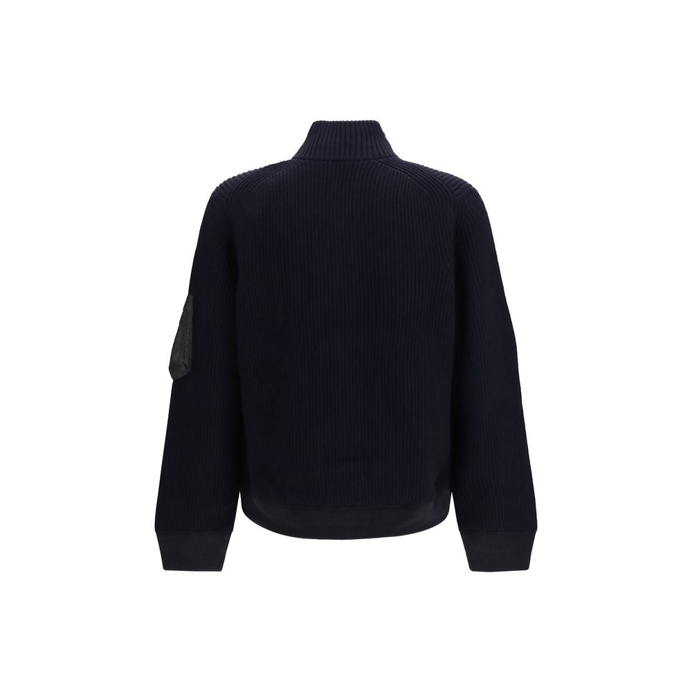 Sweatshirt by Sacai for men in wool & nylon blue features an exquisite silhouette, showcasing and high-neck neckline details for a exquisite look.