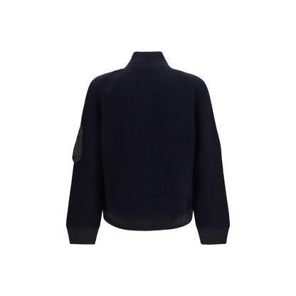 Sweatshirt by Sacai for men in wool & nylon blue features an exquisite silhouette, showcasing and high-neck neckline details for a exquisite look.