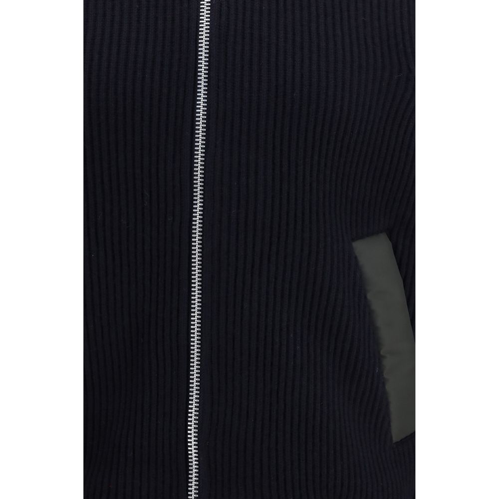 Sweatshirt by Sacai for men in wool & nylon blue features an provocated silhouette, detailed with a provocated and a refined for a sophisticated aesthetic.