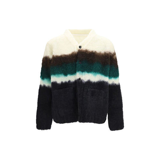 Cardigan by Sacai for men in wool & polyester multicolor features an impeccable silhouette, showcasing a sophisticated and long-sleeve detail for a truly impeccable finish.