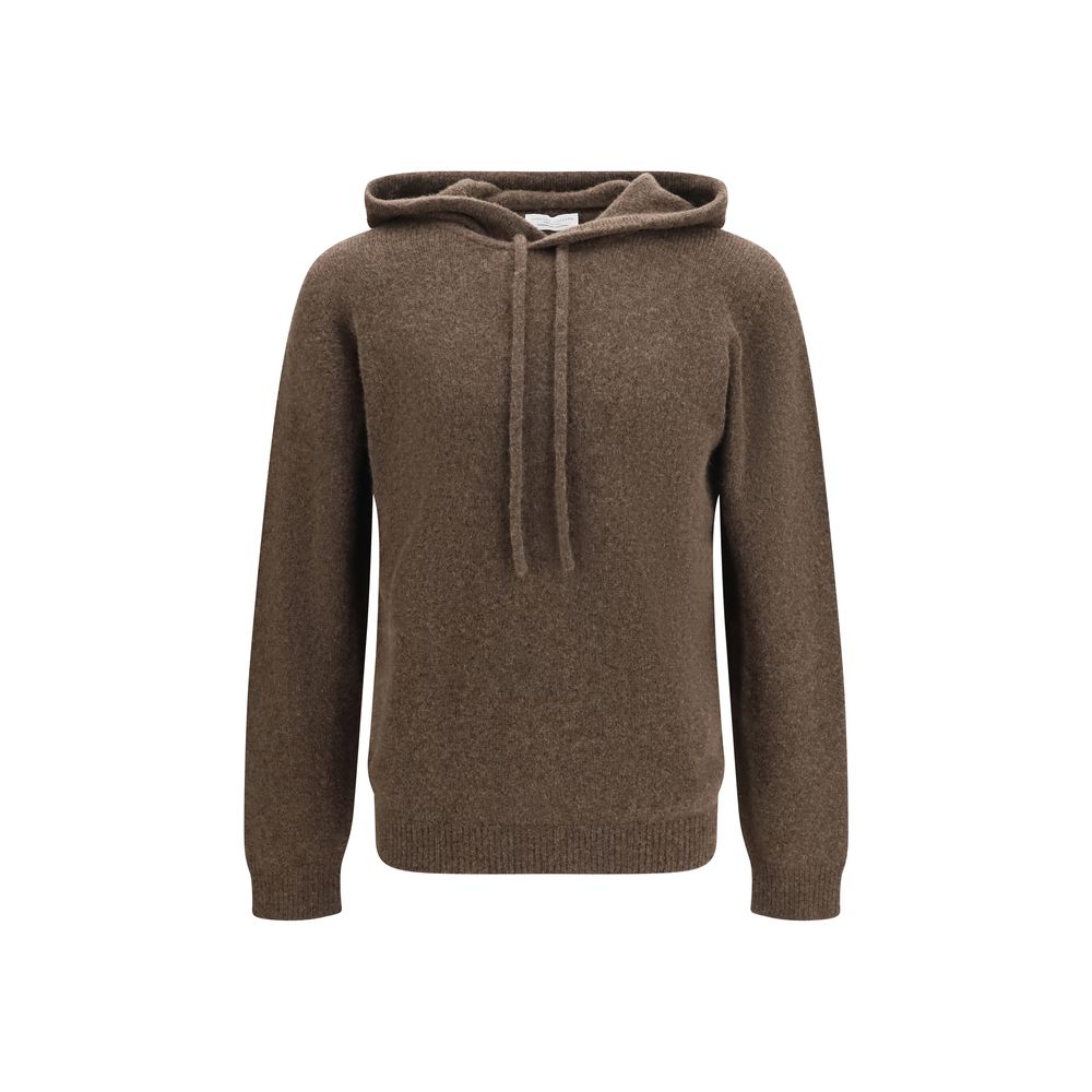 Sweatshirt Hoodie by Roberto Collina for men in polyamide & merino wool brown & camel showcases a city-ready silhouette, artfully detailed with a signature hooded neckline and long-sleeve for a city-ready finish.