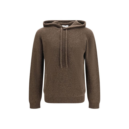 Sweatshirt Hoodie by Roberto Collina for men in polyamide & merino wool brown & camel showcases a city-ready silhouette, artfully detailed with a signature hooded neckline and long-sleeve for a city-ready finish.