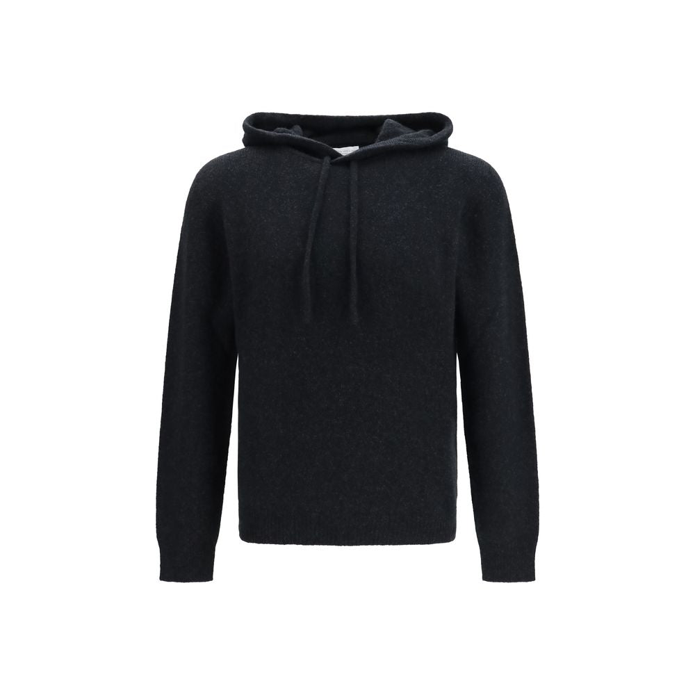 Sweatshirt Hoodie by Roberto Collina for men in polyamide & merino wool black & camel features a slouchy chic silhouette, detailed with a slouchy chic long-sleeve and a signature hooded neckline for an elevated aesthetic.