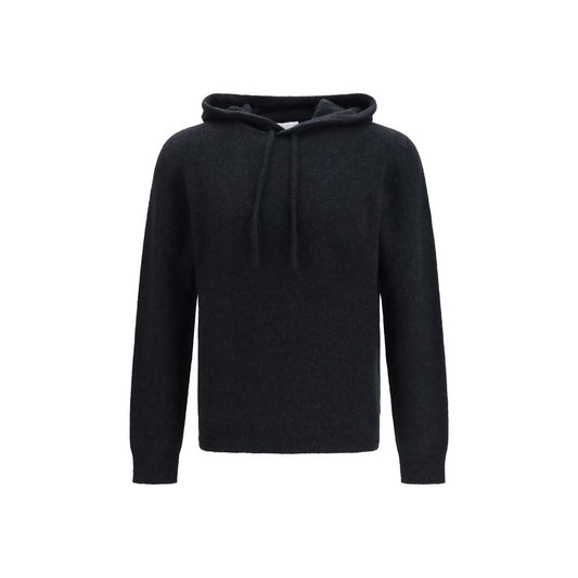 Sweatshirt Hoodie by Roberto Collina for men in polyamide & merino wool black & camel features a slouchy chic silhouette, detailed with a slouchy chic long-sleeve and a signature hooded neckline for an elevated aesthetic.