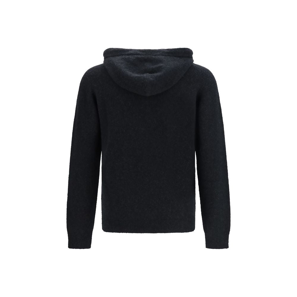 Sweatshirt Hoodie by Roberto Collina for men in polyamide & merino wool black & camel features an avant-garde silhouette, showcasing a sophisticated hooded neckline and detail for a truly avant-garde finish.