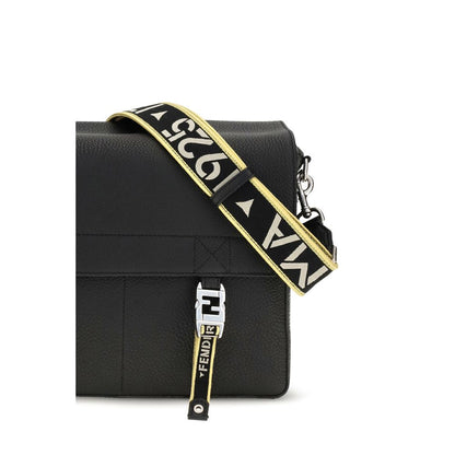 Medium 2-in-1 Shoulder & Crossbody Flap Bag by Fendi for men in bos taurus calf leather black & natural showcases a enviable silhouette, artfully detailed with a secure flap, organized built-in-compartments, and versatile crossbody-strap, shoulder-strap & adjustable-strap for a enviable look.