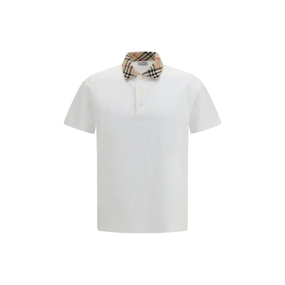 Polo Shirt by Burberry for men in cotton beige, sand, white, patterned & signature presents a distinguished silhouette, showcasing a sophisticated and distinguished for a truly distinguished finish.