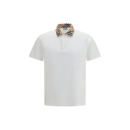 Polo Shirt by Burberry for men in cotton beige, sand, white, patterned & signature presents a distinguished silhouette, showcasing a sophisticated and distinguished for a truly distinguished finish.