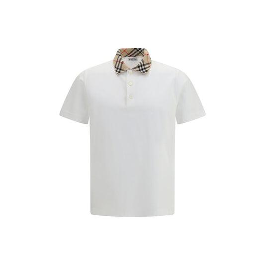 Polo Shirt by Burberry for men in cotton beige, sand, white, patterned & signature presents a distinguished silhouette, showcasing a sophisticated and distinguished for a truly distinguished finish.