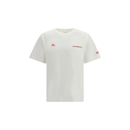 T-Shirt by Burberry for men in cotton white & print features a plush silhouette, showcasing a sophisticated crew neckline and short-sleeve for a truly plush finish.