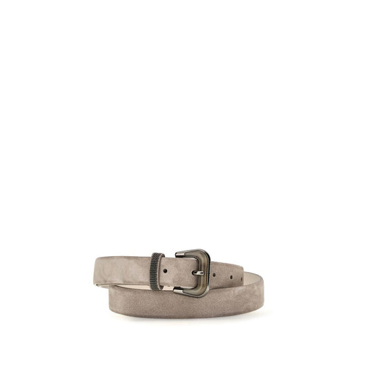 Belt by Brunello Cucinelli for women in bos taurus suede calfskin leather beige features a artisanal-chic design, artfully capturing the essence of the Bos Taurus Suede Calfskin Leather Belt with a artisanal-chic finish.
