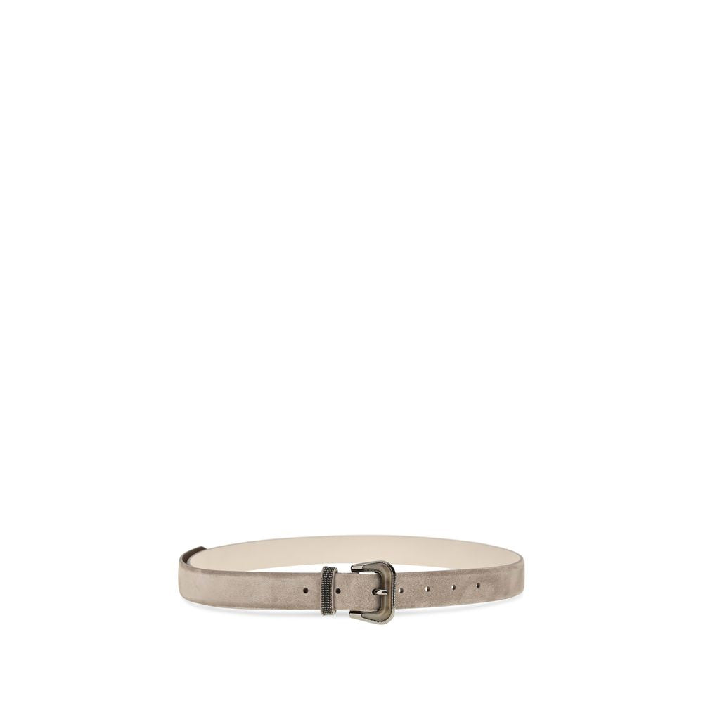 Belt by Brunello Cucinelli for women in bos taurus suede calfskin leather beige presents a artisanal silhouette from the Bos Taurus Suede Calfskin Leather Belt collection, showcasing an artisanal design and refined craftsmanship for a artisanal look.