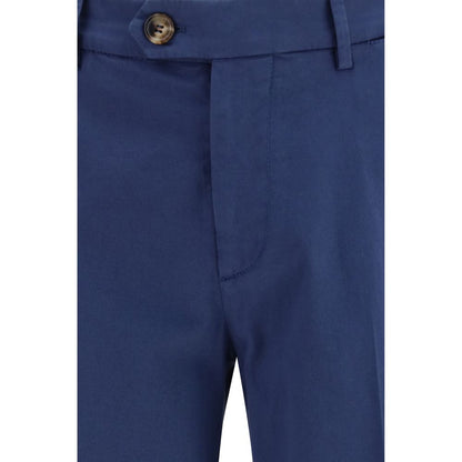 Pants by Brunello Cucinelli for men in stretch cotton blue showcases a unrivaled comfort silhouette, featuring a regular-fit & slim cut and long with a for a unrivaled comfort and refined aesthetic.