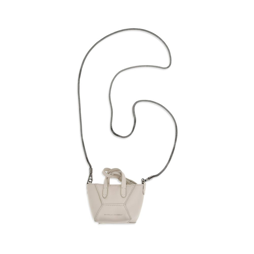 Mini Shoulder Bag by Brunello Cucinelli for women in bos taurus calf leather beige features a enviable silhouette, showcasing a secure magnetic, ample cardholder, and enviable shoulder-strap & handle for a enviable finish.
