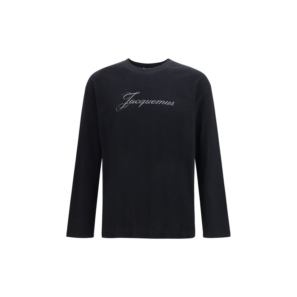 Activewear T-Shirt by Jacquemus for men in cotton & hemp black features a dynamic silhouette with long-sleeve and crew neckline enhanced by functional .