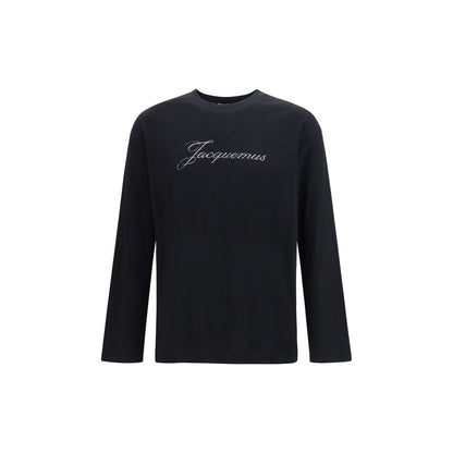 Activewear T-Shirt by Jacquemus for men in cotton & hemp black features a dynamic silhouette with long-sleeve and crew neckline enhanced by functional .