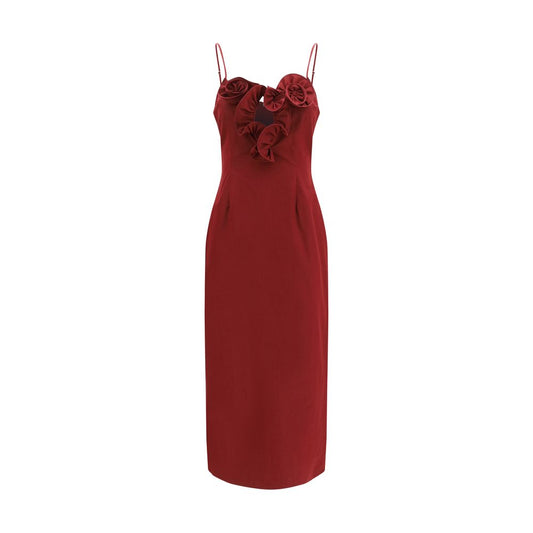 Dress by Magda Butrym for women in cotton & silk bordeaux & floral features an magnificent silhouette, artfully detailed with a magnificent and sleeveless that flows into an magnificent midi.