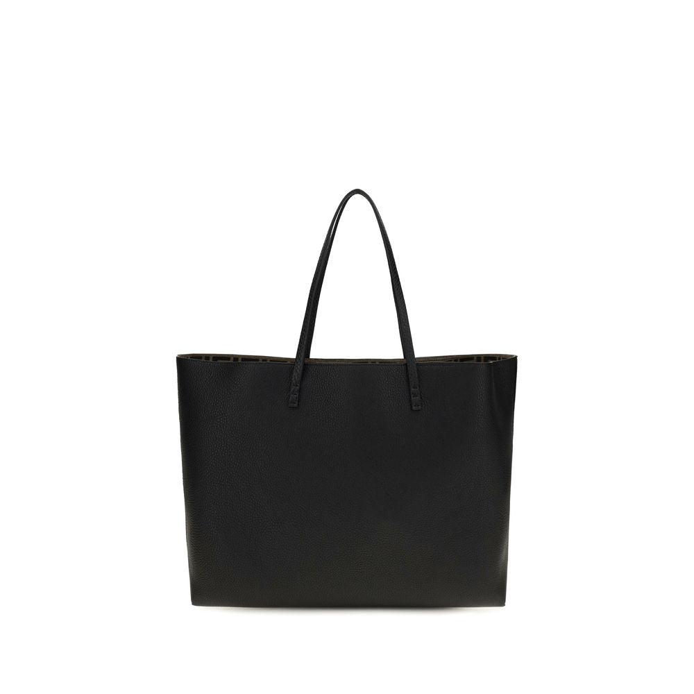 Tote Shoulder Bag by Fendi for women in bos taurus calfskin leather black & natural features a effortless sophistication silhouette, secured by a zipper with ample and versatile shoulder-strap & handle for a effortless sophistication finish.