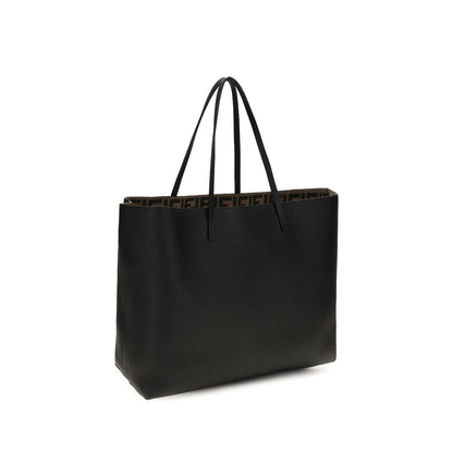 Tote Shoulder Bag by Fendi for women in bos taurus calfskin leather black & natural features an effortlessly chic silhouette with a secure zipper, ample , and versatile shoulder-strap & handle for effortlessly chic everyday luxury.