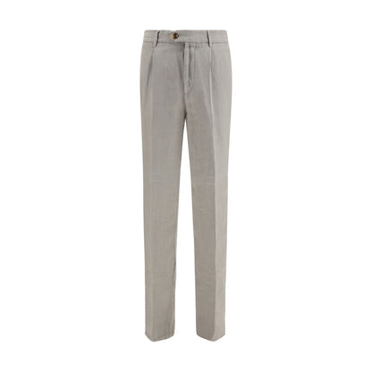Casual Pants by Brunello Cucinelli for men in linen gray features an refined tailoring silhouette, showcasing a premium regular-fit with a and long cut for a refined tailoring look.